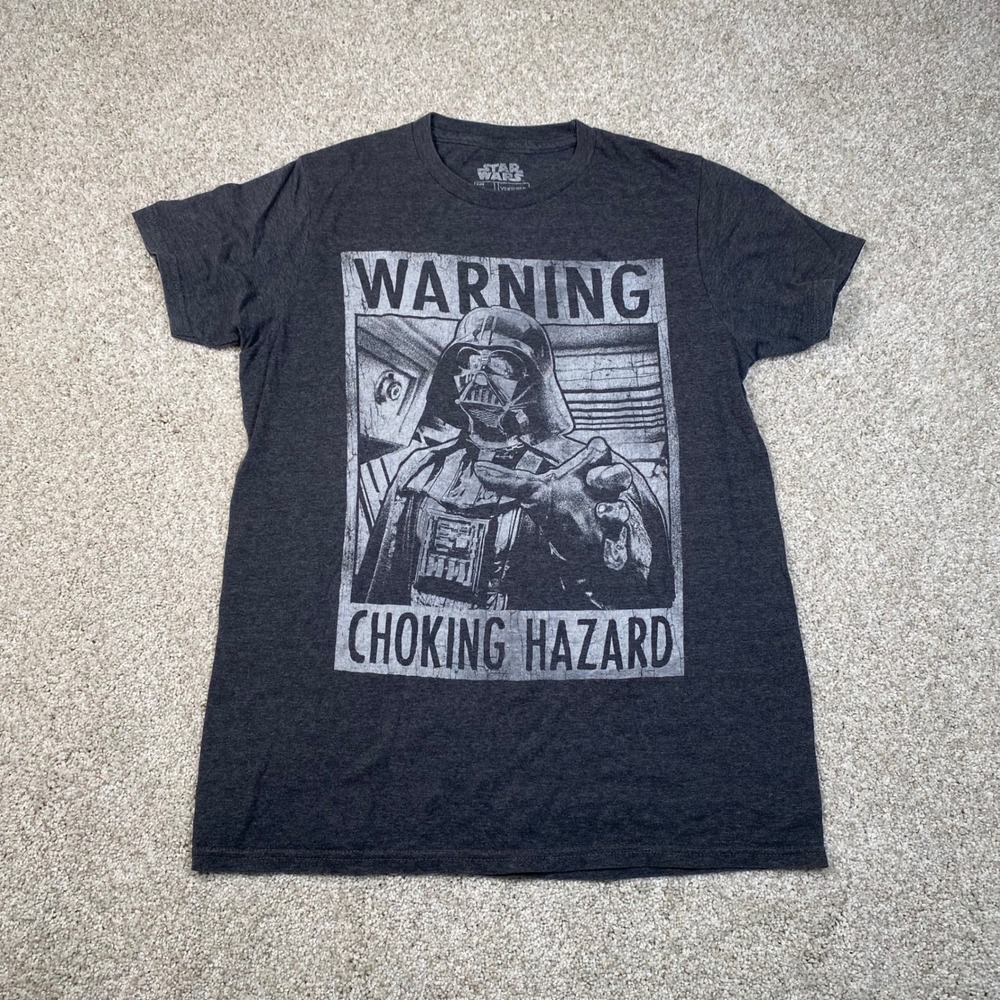 Star Wars Darth‎ Vader Shirt S Warning Choking Hazard Graphic T-Shirt Black